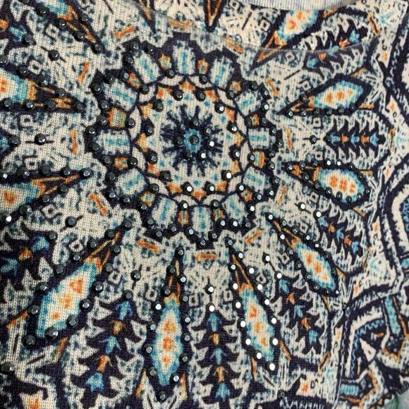 One World Live And Let Live Sublimation Short Sleeve Boho Blouse Sz XL Women’s - Picture 4 of 9